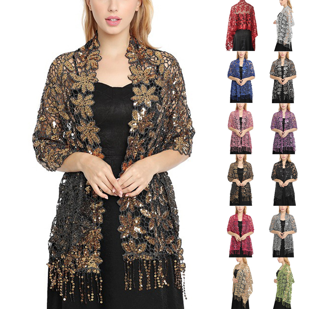Stole Wedding Shawl - Scialle di pizzo con paillettes vuote