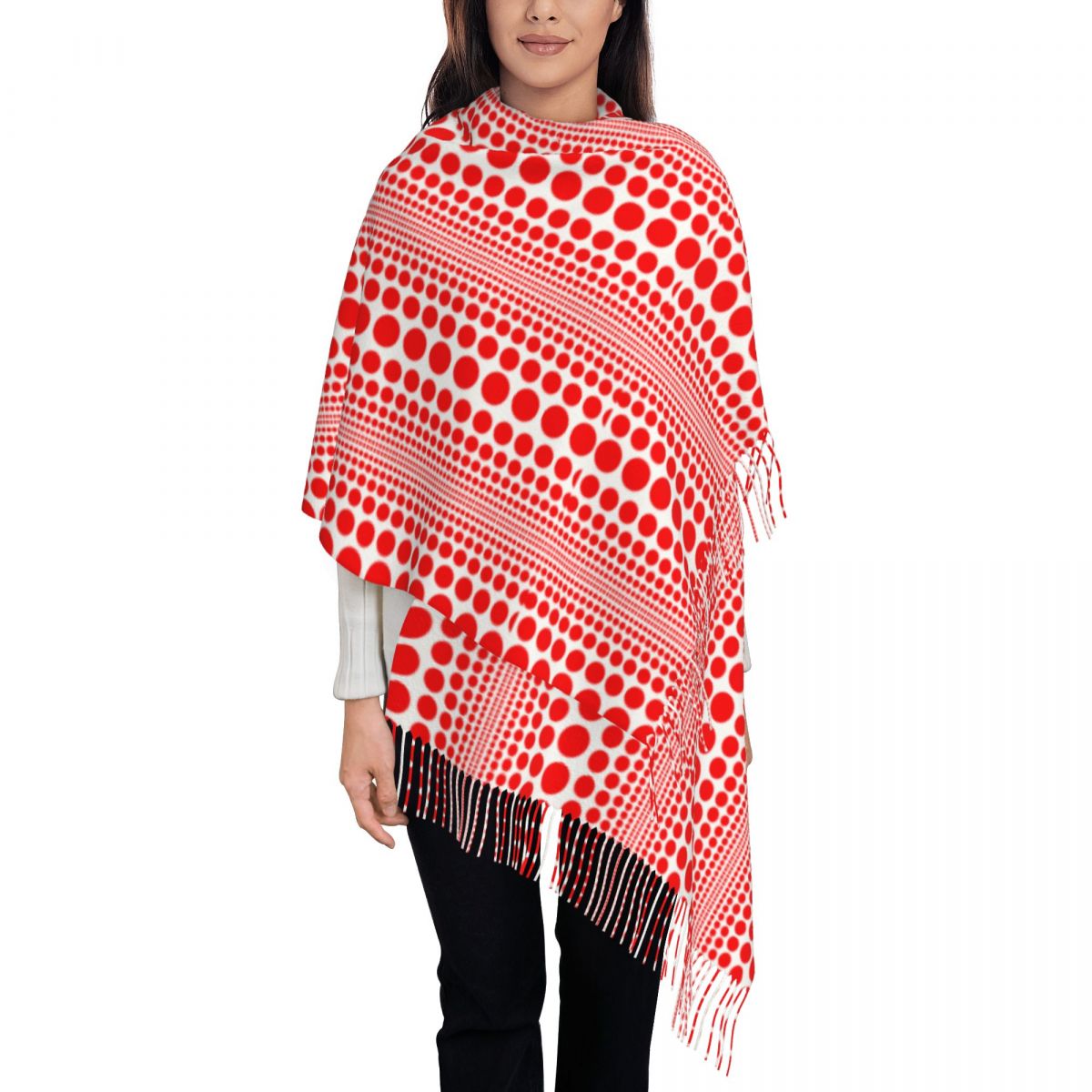 Infinity Scarf Knit - Sciarpa rossa con motivo a pois