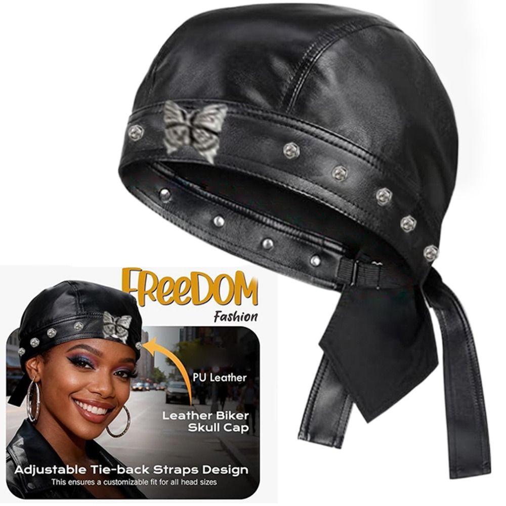 Bandana Doo Rag - Cappello da Motociclista in Pelle PU