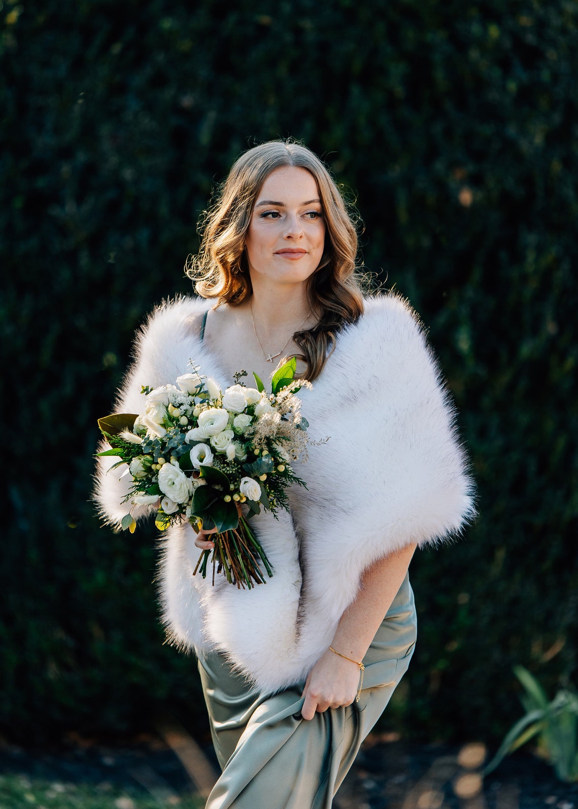 Avorio con punte nere faux fur - Stole Wedding Shawl recensione e prezzo